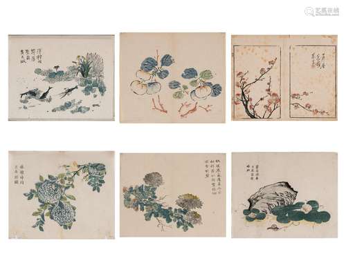 SIX CHINESE COLOR WOODBLOCK PRINTS, 18th CENTURY