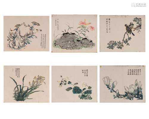 SIX CHINESE COLOR WOODBLOCK PRINTS, 18th CENTURY