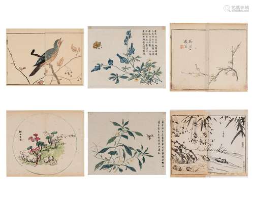 SIX CHINESE COLOR WOODBLOCK PRINTS, 18th CENTURY