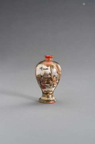 A FINE SATSUMA EARTHENWARE VASE DEPICTING COURT LADIES AND A...