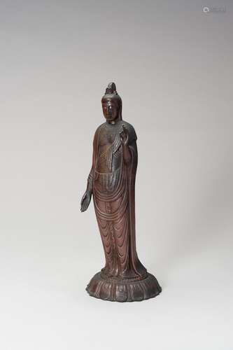 A BIZEN-WARE CERAMIC FIGURE OF KANNON