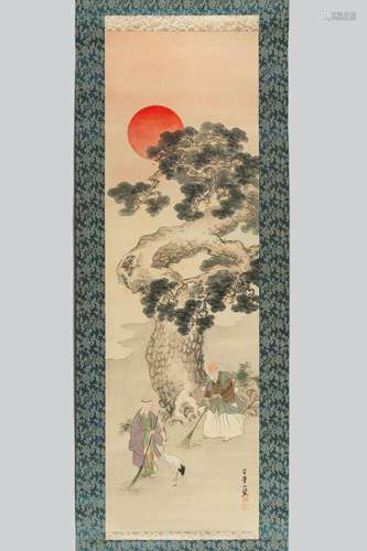 A HANGING SCROLL PAINTING OF JO AND UBA