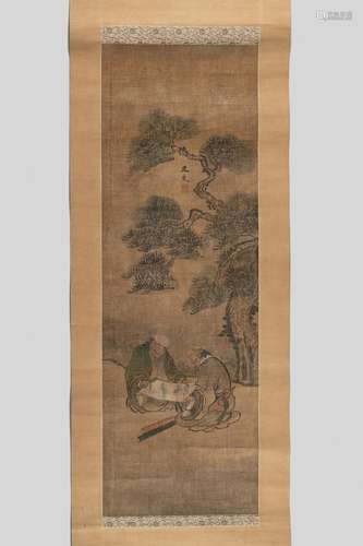 A HANGING SCROLL PAINTING OF TWO IMMORTALS