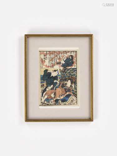 A UTAGAWA SCHOOL SHUNGA COLOR WOODBLOCK PRINT