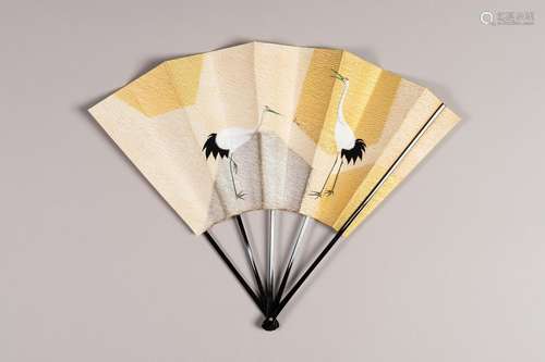 A HANDPAINTED JAPANESE FAN WITH ORIGINAL BOX, DIPLOMATIC PRO...