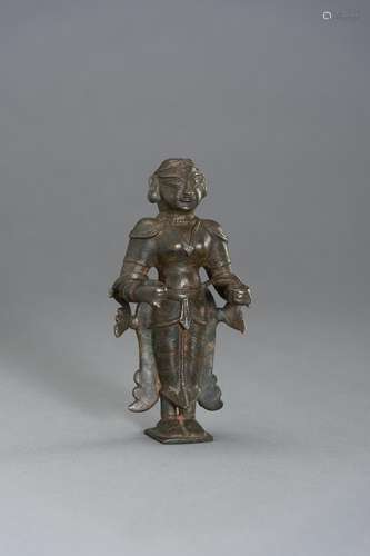 AN 18TH CENTURY INDIAN BRONZE OF A DEVI