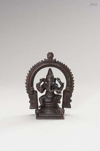 AN INDIAN BRONZE FIGURE OF GANESHA