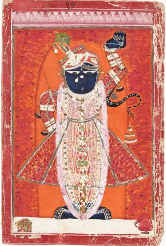 AN INDIAN MINIATURE PAINTING OF KRISHNA AS SRI NATHJI