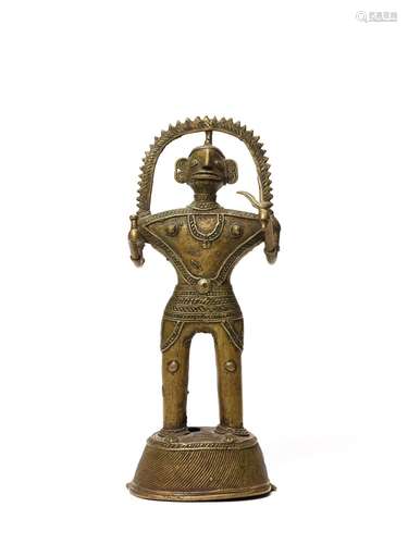 A BASTAR BRONZE OF A GODDESS WITH A TRIDENT AND SCEPTRE