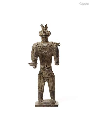 A BASTAR BRONZE OF A GODDES WITH A KHAPPAR AND SCEPTRE