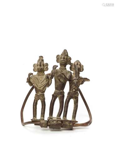 A BASTAR BRONZE OF THREE WARRIORS