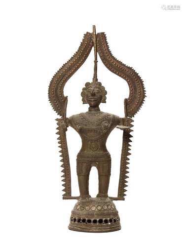 A RARE BASTAR BRONZE OF A GODDESS DANTESHVARI WITH A KHADGA ...