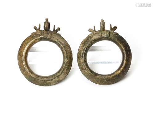 A PAIR OF BASTAR BRONZE RATTLES