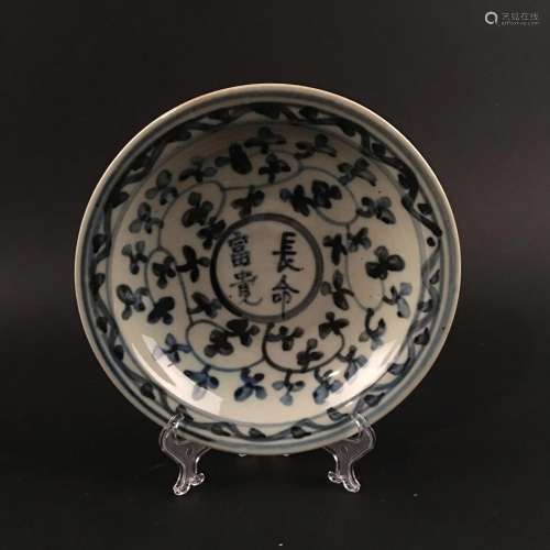 Chinese Blue-White 'Longevity with Wealth' Porcela...