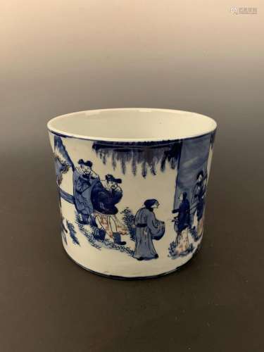 Chinese Blue and Red Glazed Brush Pot