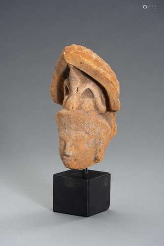 A CHAM THAP MAM STYLE SANDSTONE HEAD OF BUDDHA