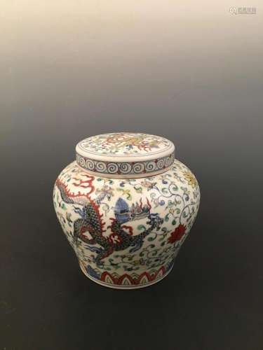 Chinese Doucai Dragon Jar