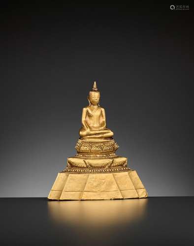 A 24-CARAT GOLD REPOUSSÉ FIGURE OF BUDDHA SHAKYAMUNI, AYUTTH...