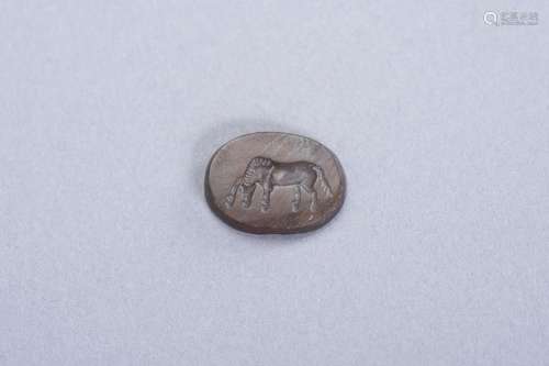 AN OLD AGATE INTAGLIO SEAL OF A HORSE