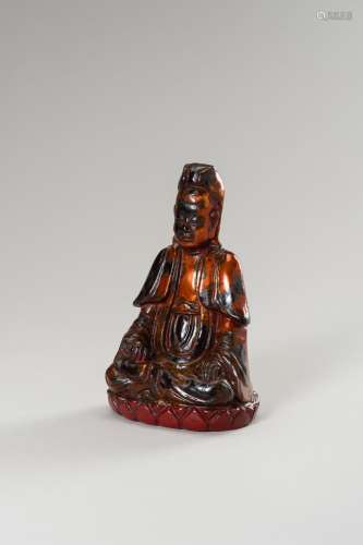 A VIETNAMESE LACQUERED WOOD FIGURE OF GUANYIN
