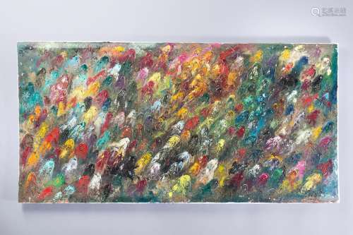 AN ABSTRACT PAINTING OF BIRDS