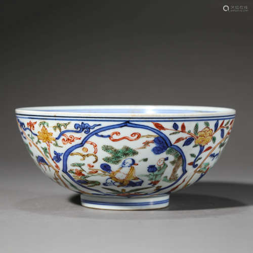 Wucai Glaze Figure Bowl