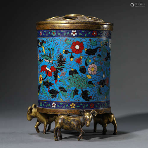 Cloisonne Enamel Three-Rams Censer