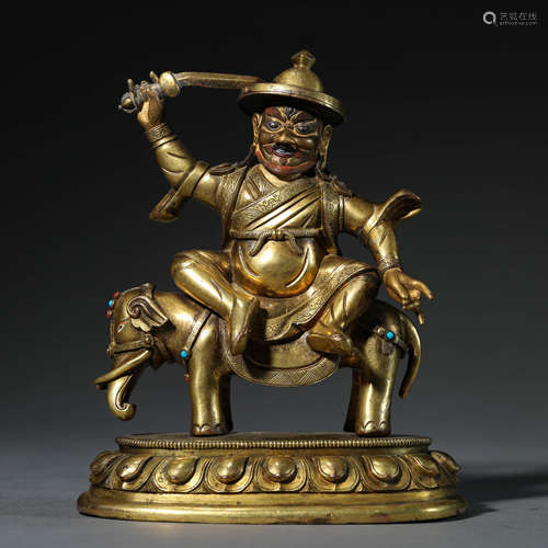 Gilt Bronze Figure of Elephant Guardian