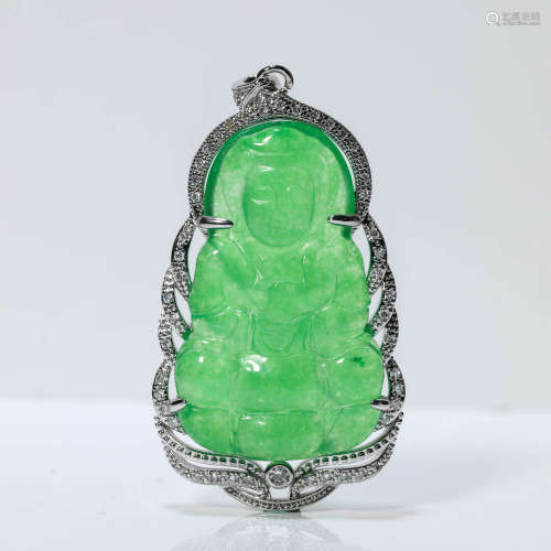 Carved Jadeite Guanyin Pendant