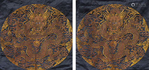 Pair of Embroidered Dragon Badges