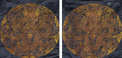 Pair of Embroidered Dragon Badges