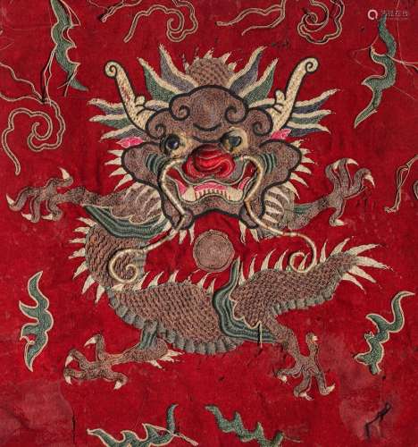 Embroidered Dragon Square Panel