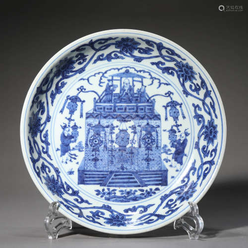 Blue and White Figure Plate