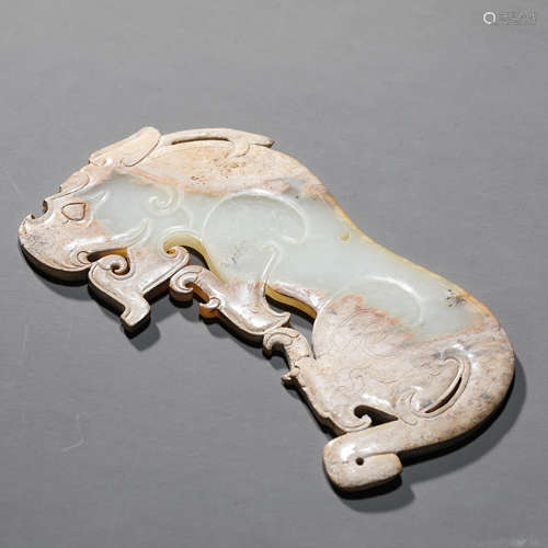 Carved Chicken Bone Jade Dragon Ornament