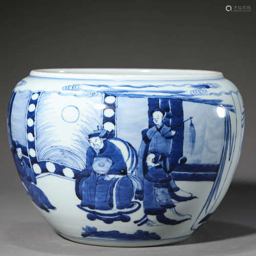 Blue and White Figure Jar