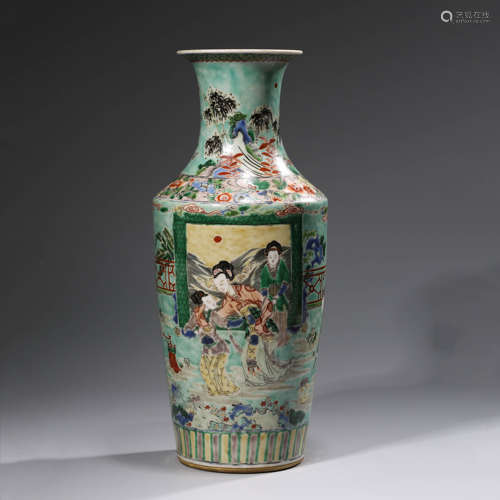 Wucai Glaze Figure Vase