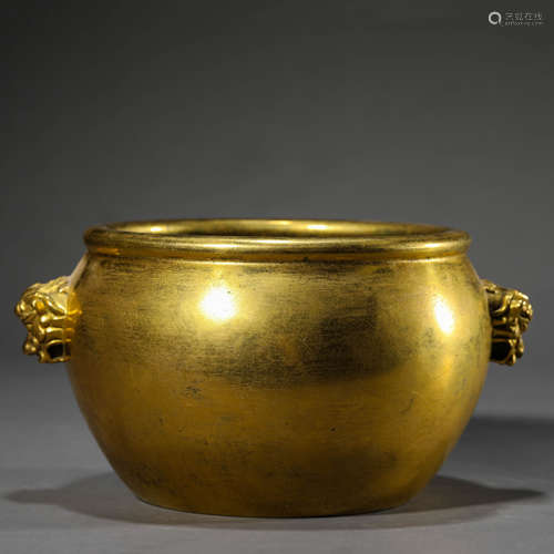 Gilt Bronze Lion-Eared Censer