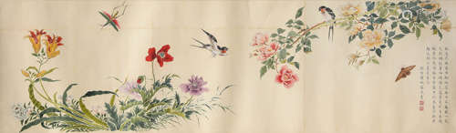 Chinese Flower and Bird Painting on Paper, Wan Rong Mark