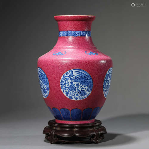 Rouge-Red Glaze Phoenix Vase