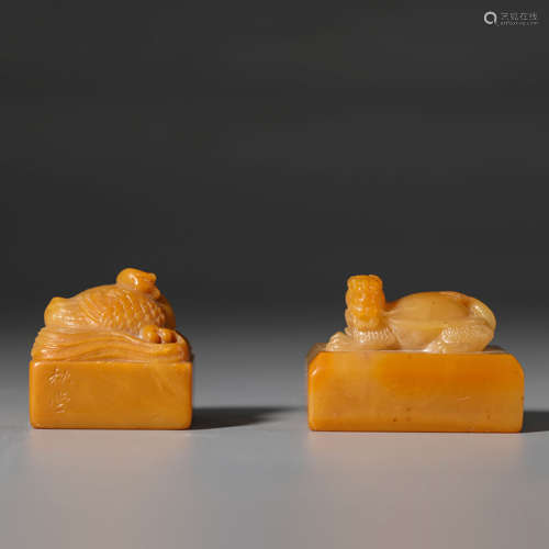 Two Carved Shoushan Stone Seals