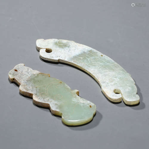 Two Celadon Jade Ornaments