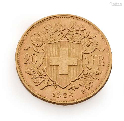 Pièce or de 20 Francs Suisse 1930