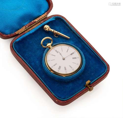 Montre de col en or jaune 18K (750/°°), double cuvette or, d...