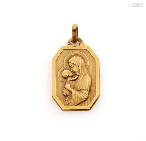 Médaille religieuse en or jaune 18k (750/°°)