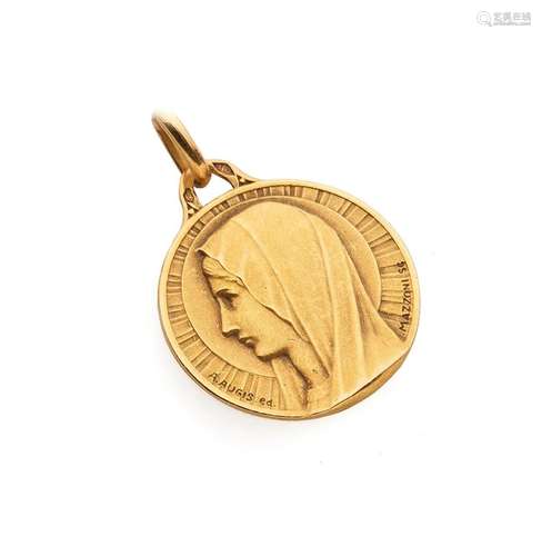 Médaille religieuse en or jaune 18K (750/°°)