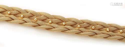 Bracelet Tresse en or jaune 18K (750/°°), formé de chainette...