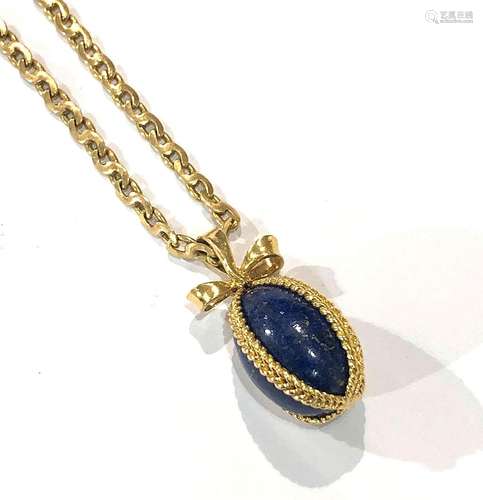 Chaine en or jaune 18K (750/°°), retenant un pendentif Oeuf ...