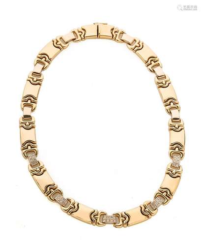 Collier semi rigide en or jaune 18k (750/°°), composé de pla...