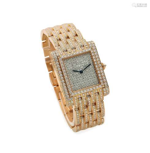 Charles OUDIN, Montre bracelet de dame en or jaune 18K (750/...