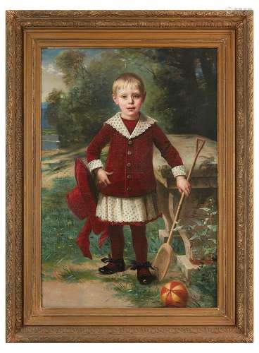 Edmond Louis DUPAIN (1847-1933) Enfant au ballon, 1888 Huile...